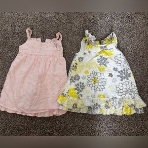 Pink Eyelet & White Floral Ruffle Girls' Dress Set 12M